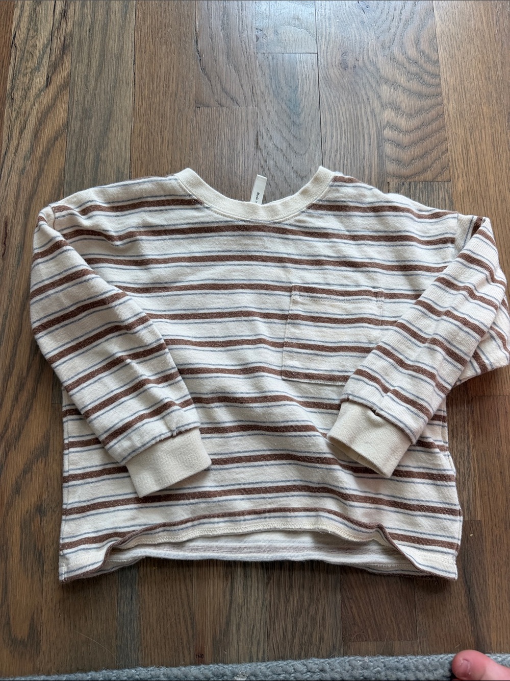 Rylee + Cru Cream and Brown Striped Kids Long-Sleeve Top
